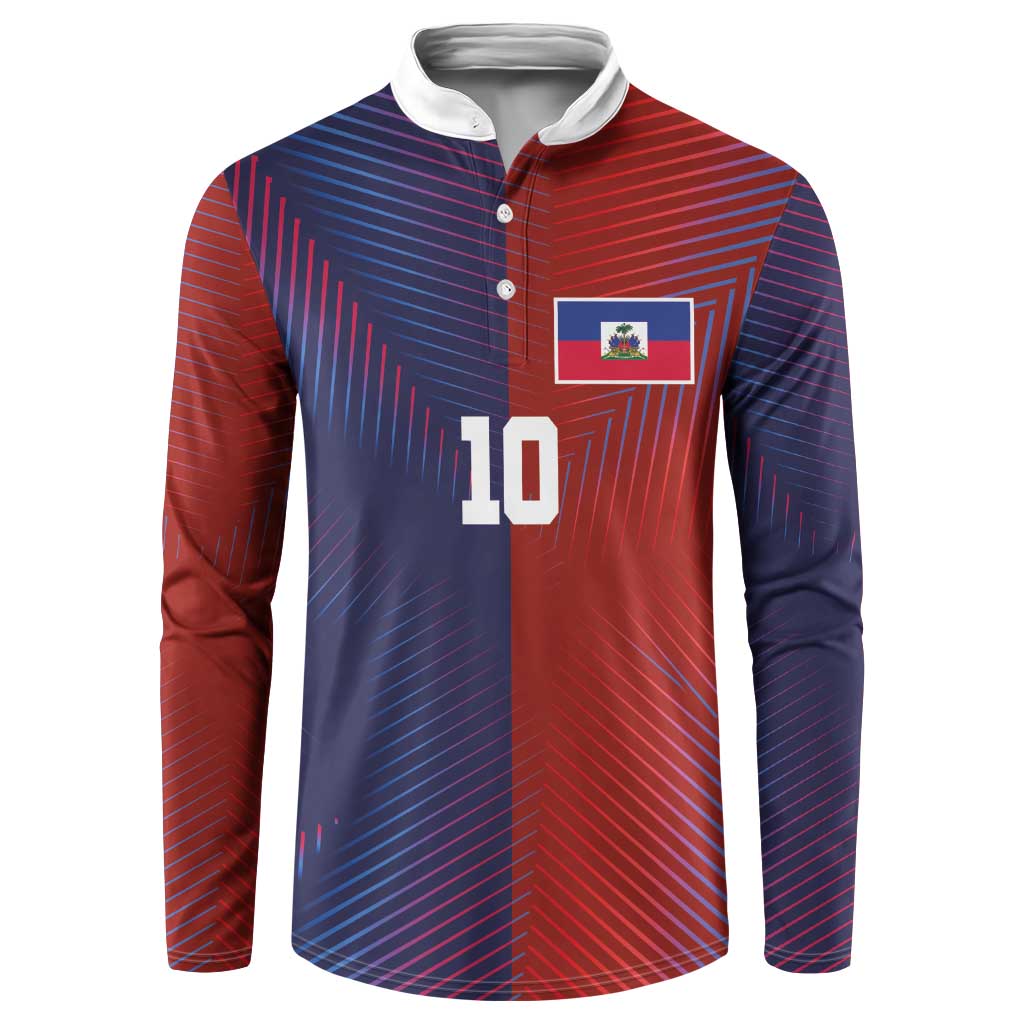 Custom Haiti National Football Button Sweatshirt Red Blue The Half Sporty Design
