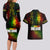 King of Reggae Couples Matching Long Sleeve Bodycon Dress and Hawaiian Shirt Jamaican Reggae One Love - Wonder Print Shop