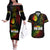 King of Reggae Couples Matching Off The Shoulder Long Sleeve Dress and Hawaiian Shirt Jamaican Reggae One Love - Wonder Print Shop