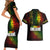 King of Reggae Couples Matching Short Sleeve Bodycon Dress and Hawaiian Shirt Jamaican Reggae One Love - Wonder Print Shop