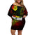 King of Reggae Family Matching Off Shoulder Short Dress and Hawaiian Shirt Jamaican Reggae One Love - Wonder Print Shop