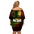 King of Reggae Family Matching Off Shoulder Short Dress and Hawaiian Shirt Jamaican Reggae One Love - Wonder Print Shop