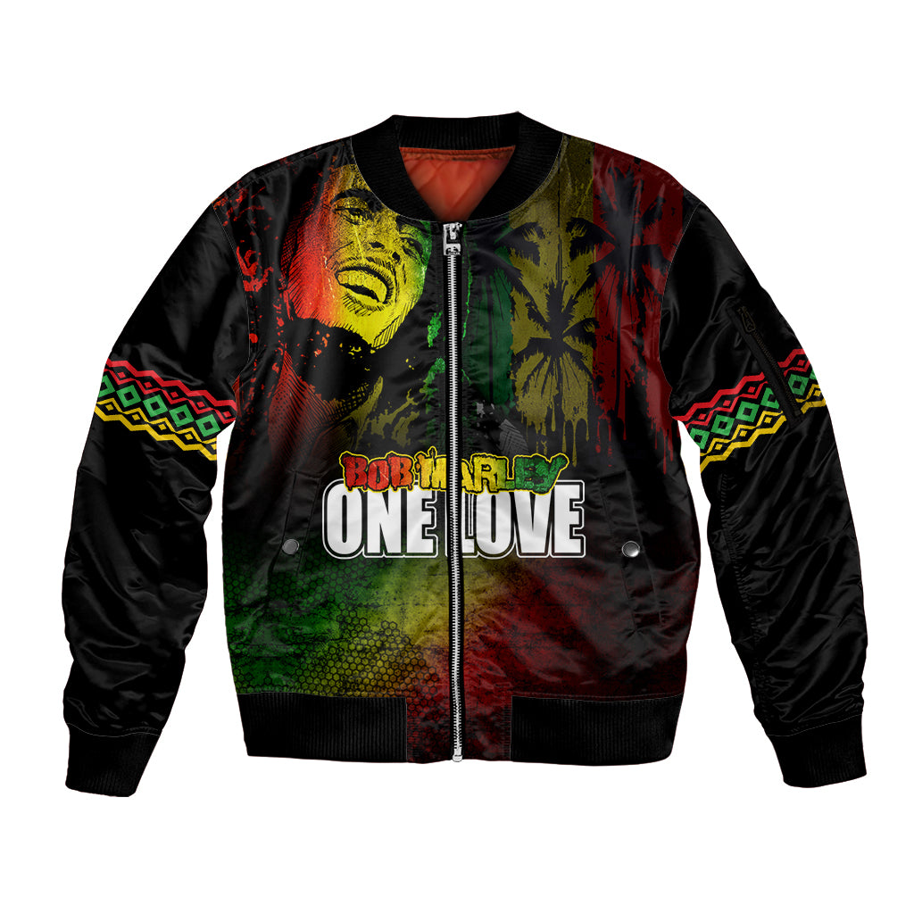 King of Reggae Sleeve Zip Bomber Jacket Jamaican Reggae One Love