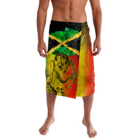 Reggae print lavalava wrap skirt, multicolor design with raised graphic face and cross