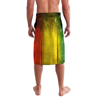 Reggae print lavalava wrap skirt, yellow green red gradient with seam and hem