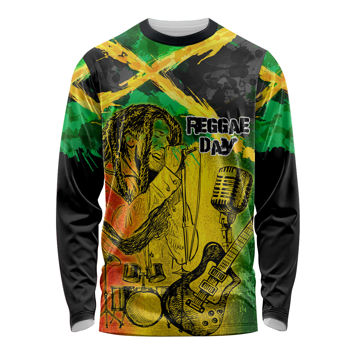 Jamaican Reggae Singer Long Sleeve Shirt B-Marley Reggae Grunge