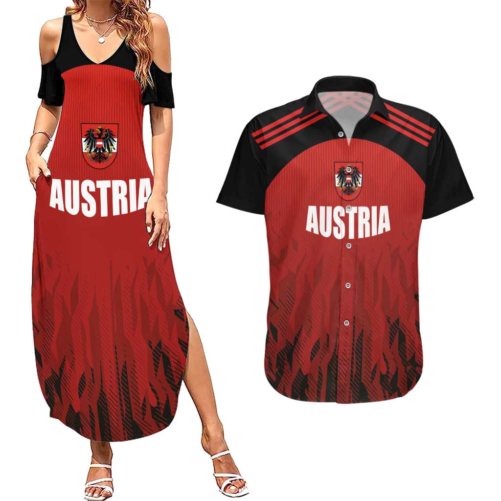 Custom Austria Football 2024 Go Champion Couples Matching Summer Maxi Dress and Hawaiian Shirt Home Color - Wonder Print Shop