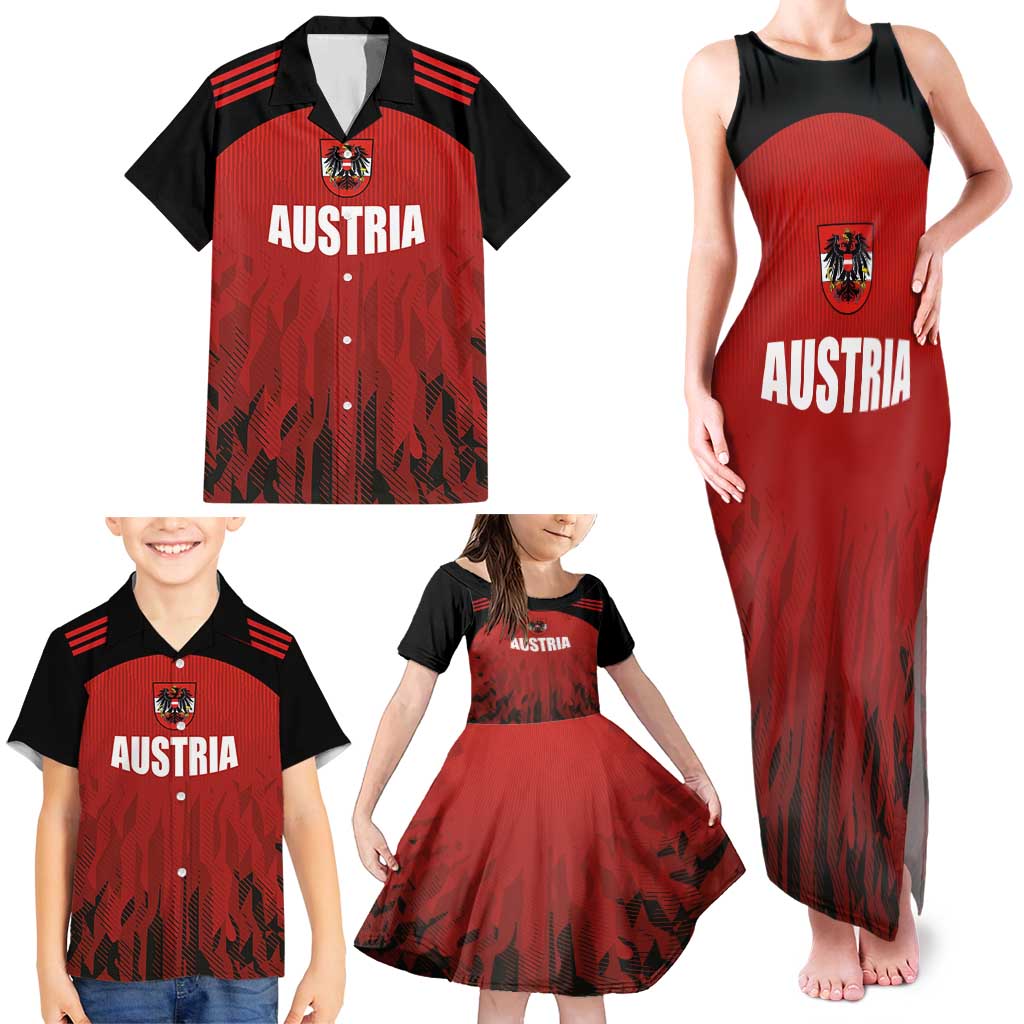 Custom Austria Football 2024 Go Champion Family Matching Tank Maxi Dress and Hawaiian Shirt Home Color - Wonder Print Shop