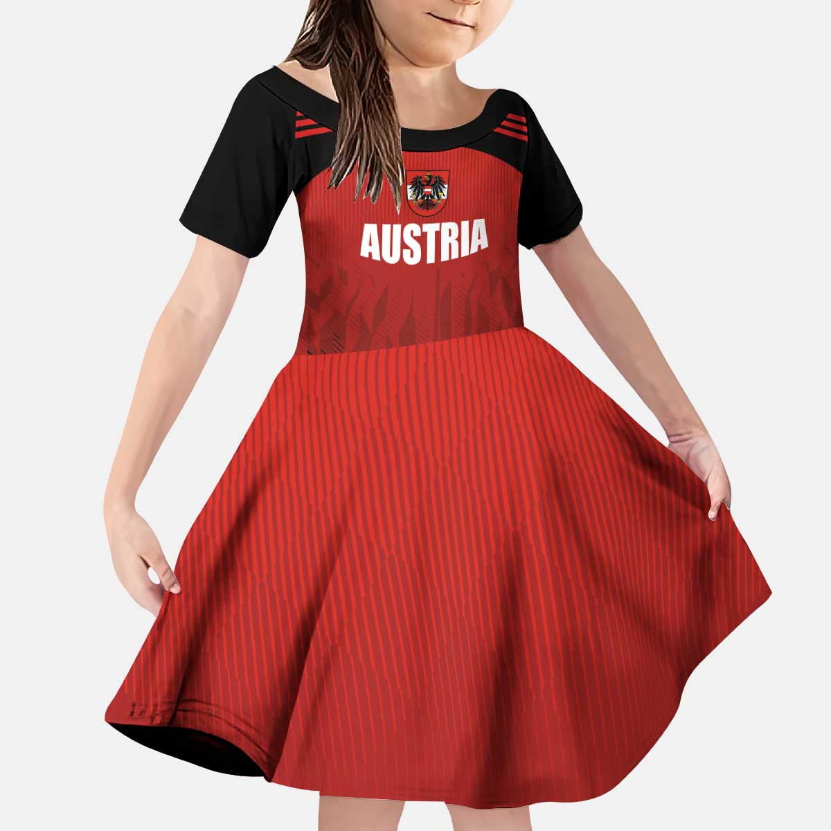 Custom Austria Football 2024 Go Champion Kid Short Sleeve Dress Home Color - Wonder Print Shop