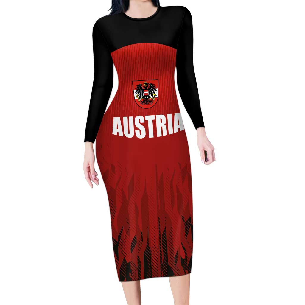 Custom Austria Football 2024 Go Champion Long Sleeve Bodycon Dress Home Color - Wonder Print Shop