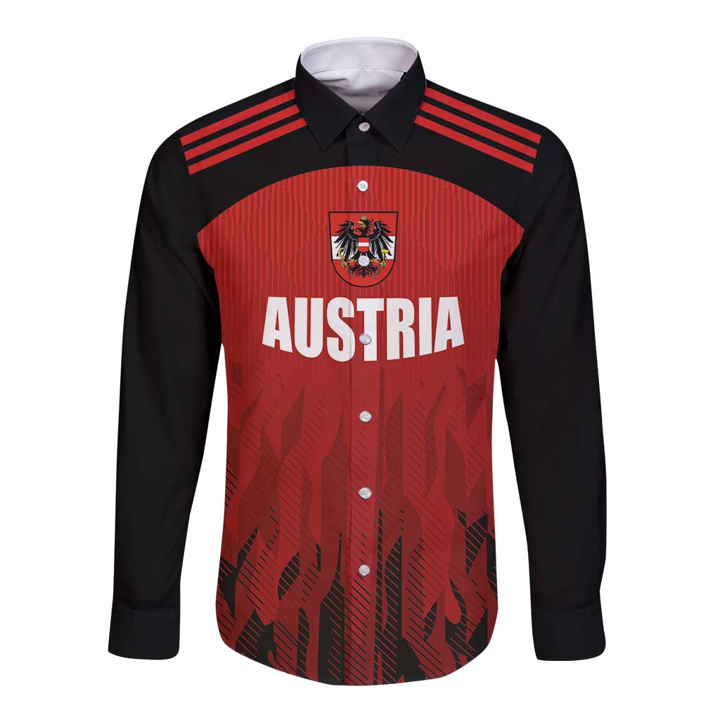 Custom Austria Football 2024 Go Champion Long Sleeve Button Shirt Home Color - Wonder Print Shop