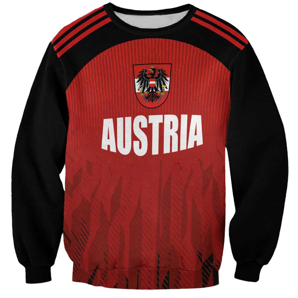 Red and black Austria football sweatshirt with crest and long sleeves
