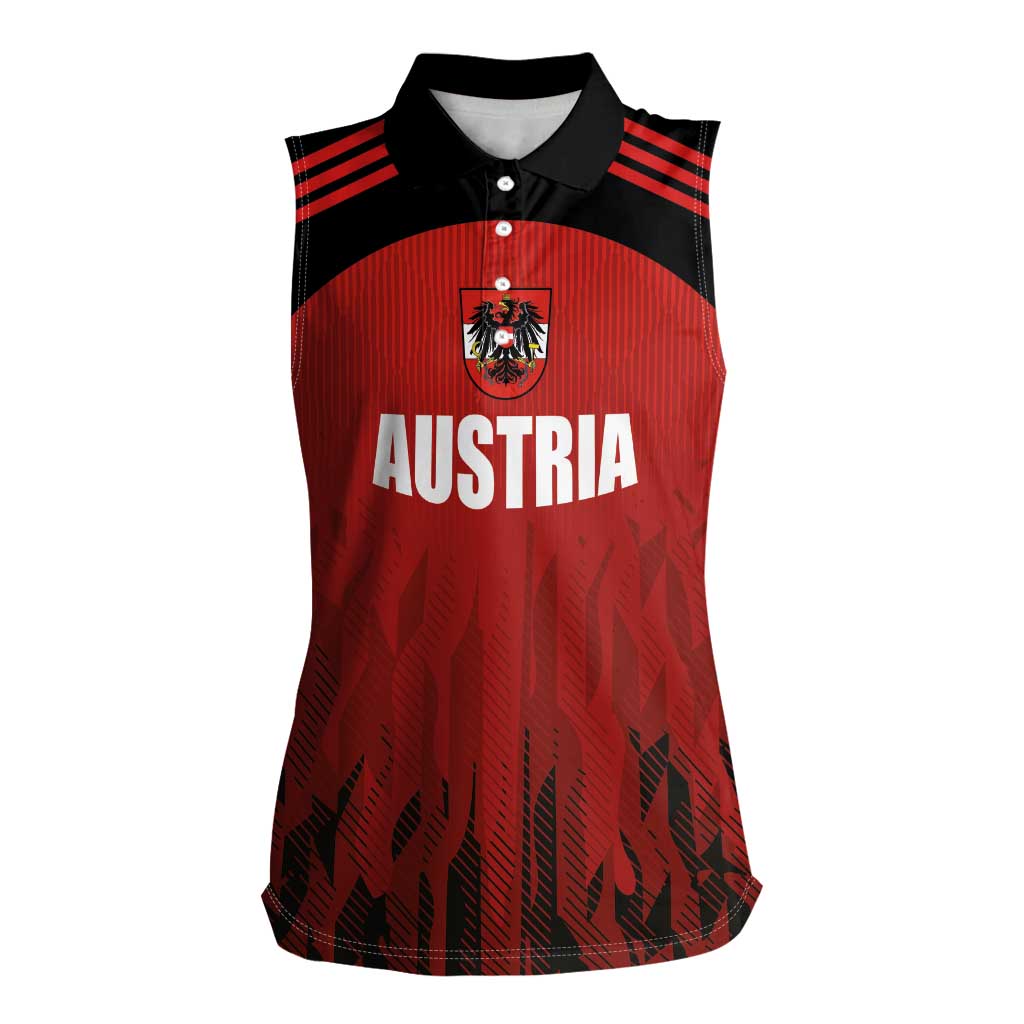 Custom Austria Football 2024 Go Champion Women Sleeveless Polo Shirt Home Color - Wonder Print Shop