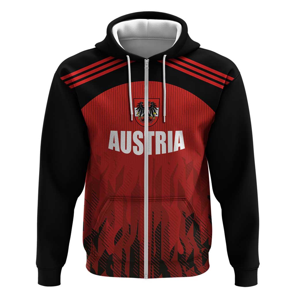 Custom Austria Football 2024 Go Champion Zip Hoodie Home Color - Wonder Print Shop