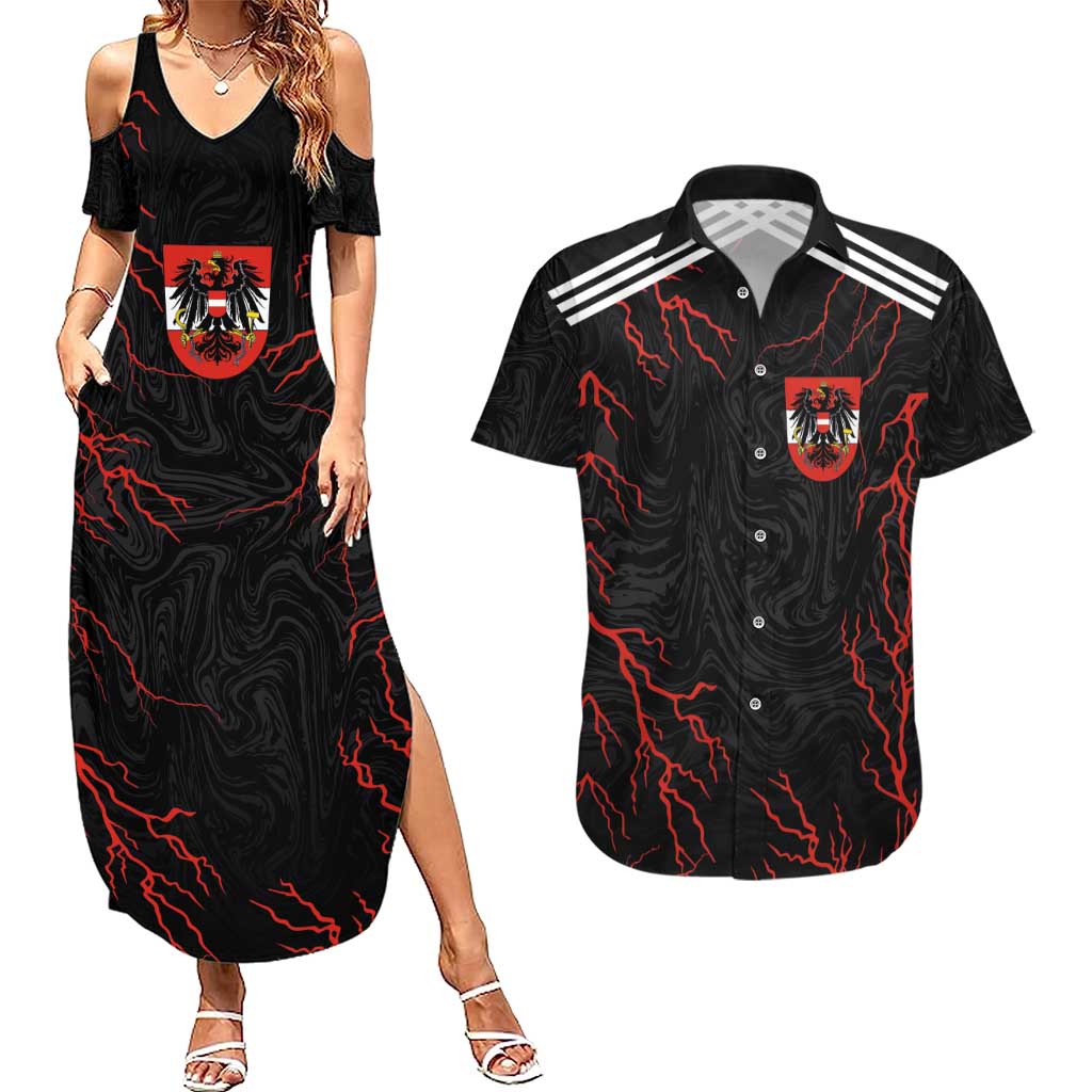 Custom Austria Football 2024 Go Champion Couples Matching Summer Maxi Dress and Hawaiian Shirt Away Color - Wonder Print Shop