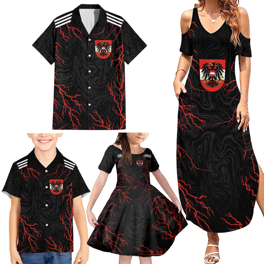 Custom Austria Football 2024 Go Champion Family Matching Summer Maxi Dress and Hawaiian Shirt Away Color - Wonder Print Shop