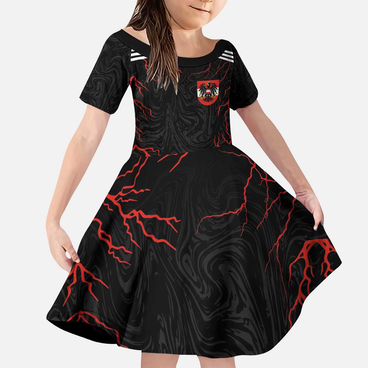 Custom Austria Football 2024 Go Champion Kid Short Sleeve Dress Away Color - Wonder Print Shop