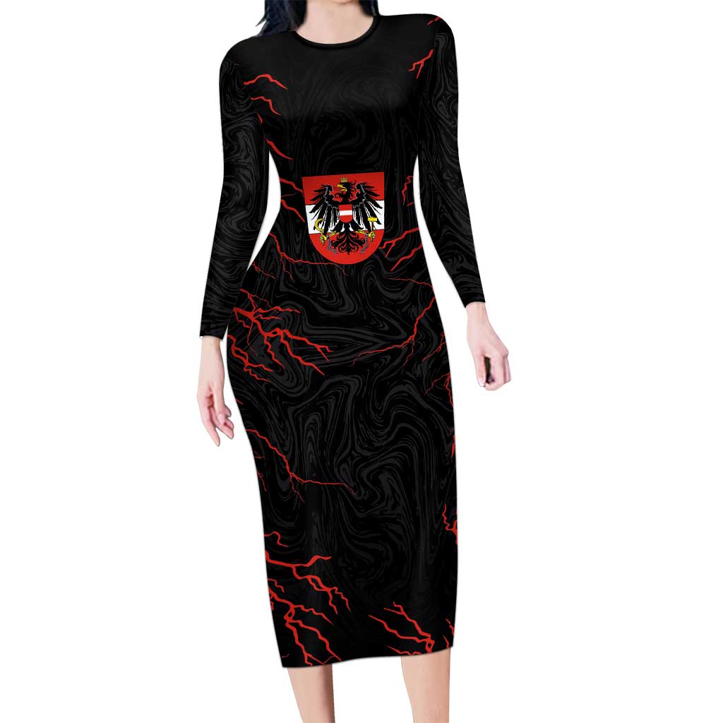 Custom Austria Football 2024 Go Champion Long Sleeve Bodycon Dress Away Color - Wonder Print Shop