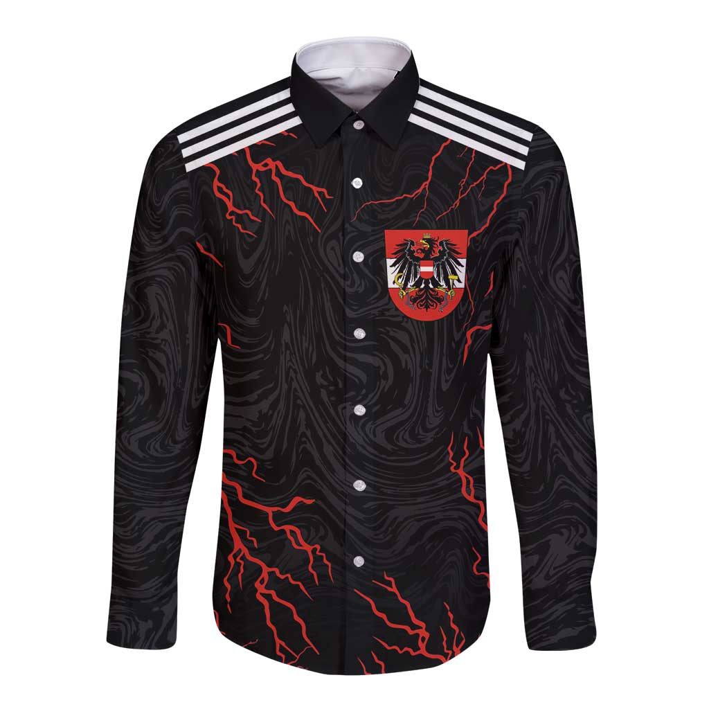 Custom Austria Football 2024 Go Champion Long Sleeve Button Shirt Away Color - Wonder Print Shop