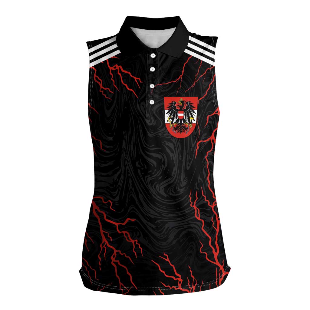 Custom Austria Football 2024 Go Champion Women Sleeveless Polo Shirt Away Color - Wonder Print Shop