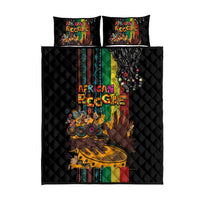 Black quilt cover with African Reggae graphic and two matching square pillowcases