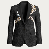 Custom DR Congo Football Blazer Leopards Texture Wild Black