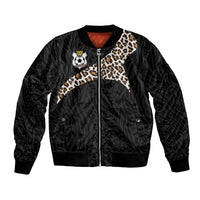 Custom DR Congo Football Bomber Jacket Leopards Texture Wild Black