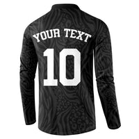 Custom DR Congo Football Button Sweatshirt Leopards Texture Wild Black