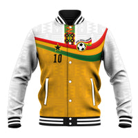 Custom Ghana Football Baseball Jacket Abstract Flag and Kente Pattern