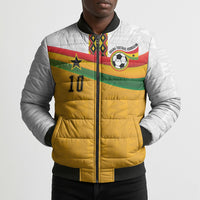Custom Ghana Football Bomber Puffer Jacket Abstract Flag and Kente Pattern