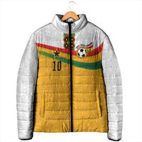 Custom Ghana Football Padded Jacket Abstract Flag and Kente Pattern