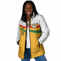 Custom Ghana Football Padded Jacket Abstract Flag and Kente Pattern