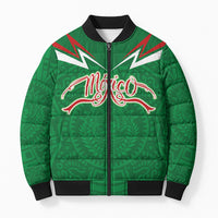 Custom Mexico Football Bomber Puffer Jacket Remixed Mexico Aztec Pattern Tribal Style