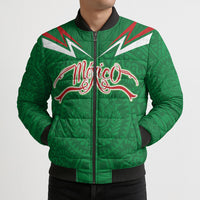 Custom Mexico Football Bomber Puffer Jacket Remixed Mexico Aztec Pattern Tribal Style