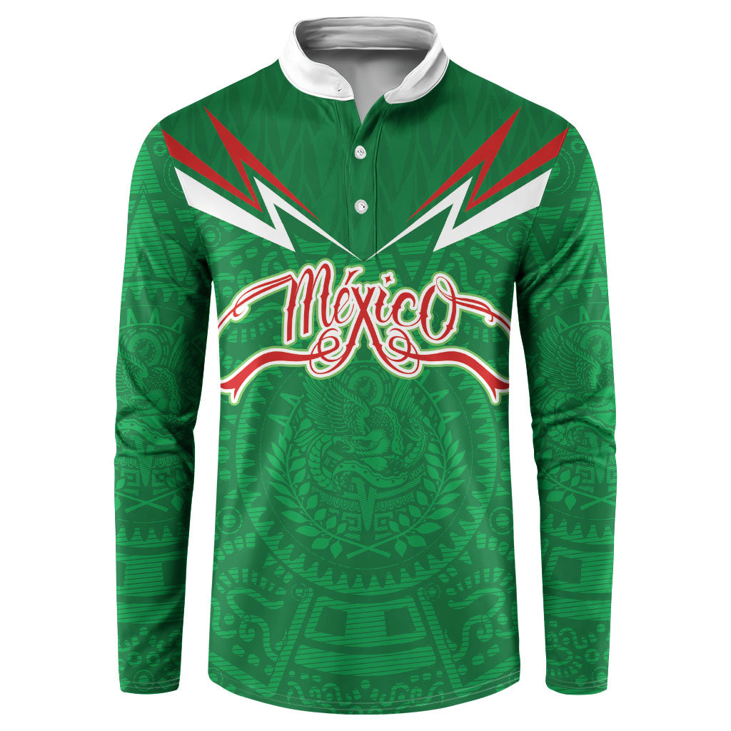 Custom Mexico Football Button Sweatshirt Remixed Mexico Aztec Pattern Tribal Style
