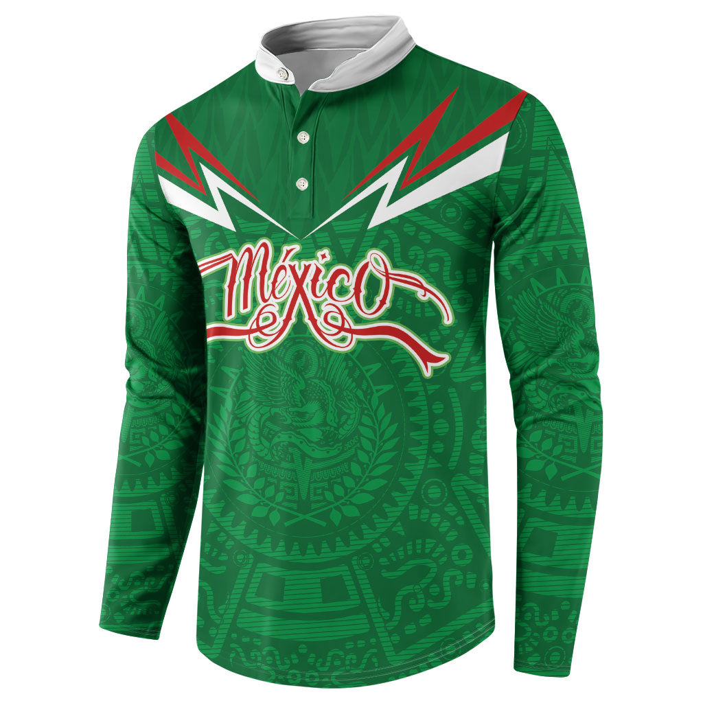 Custom Mexico Football Button Sweatshirt Remixed Mexico Aztec Pattern Tribal Style