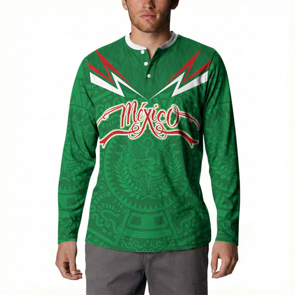 Custom Mexico Football Button Sweatshirt Remixed Mexico Aztec Pattern Tribal Style