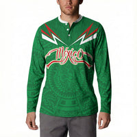 Custom Mexico Football Button Sweatshirt Remixed Mexico Aztec Pattern Tribal Style
