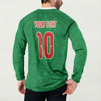 Custom Mexico Football Button Sweatshirt Remixed Mexico Aztec Pattern Tribal Style