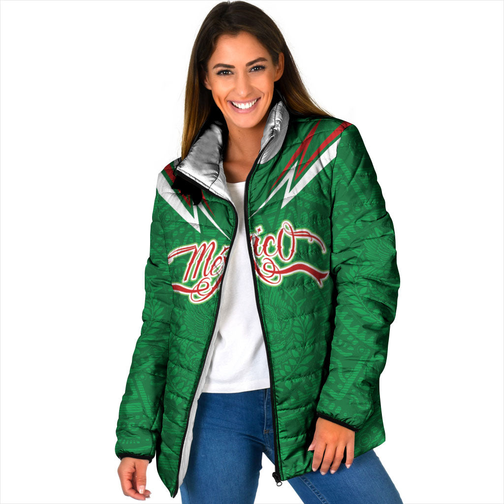 Custom Mexico Football Padded Jacket Remixed Mexico Aztec Pattern Tribal Style
