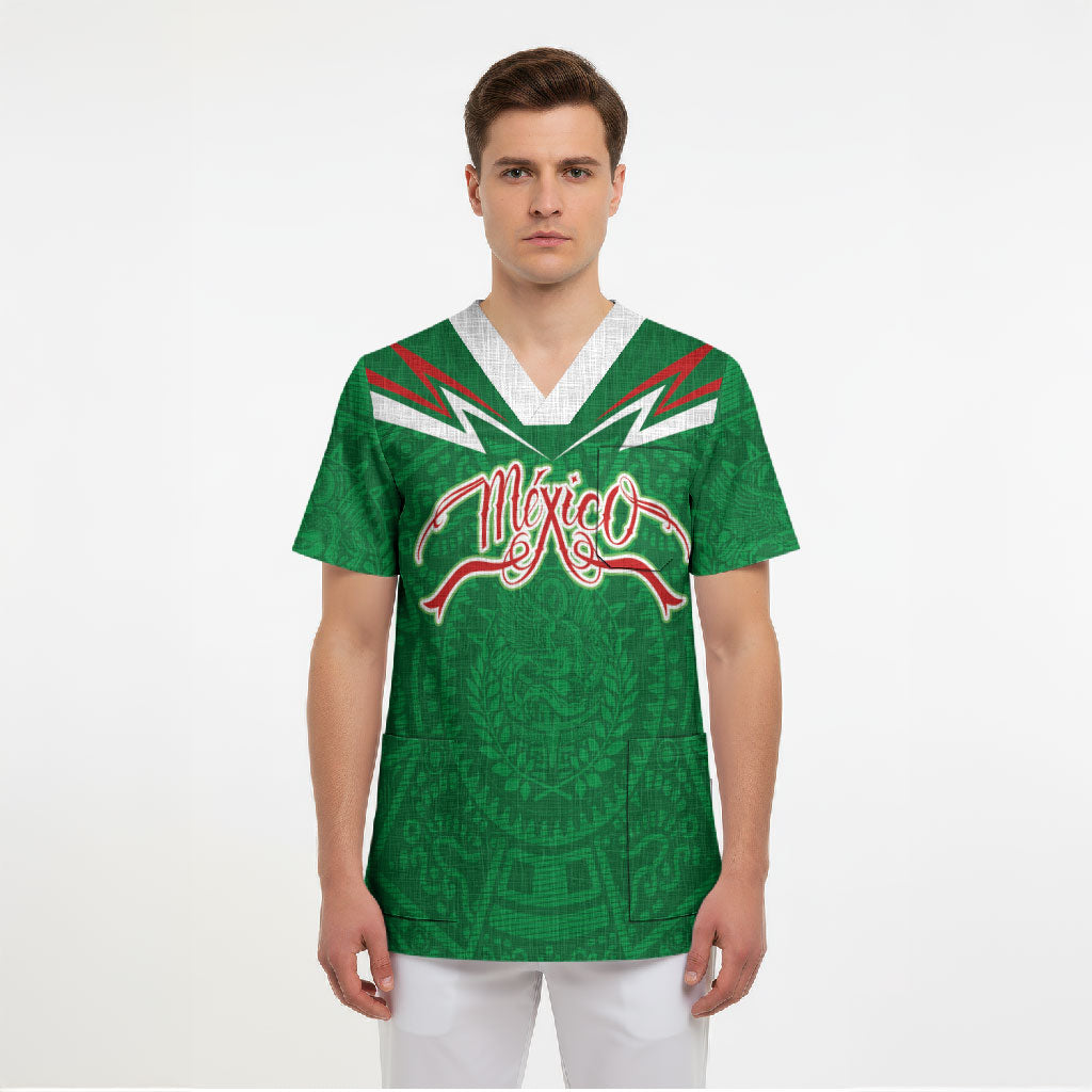 Custom Mexico Football Scrub Top Remixed Mexico Aztec Pattern Tribal Style