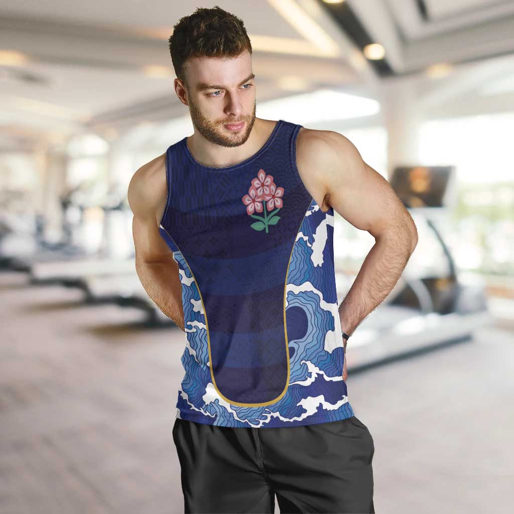 Custom Japan Pacific Rugby 2024 Men Tank Top Japanese Traditional Pattern and Sea Waves - Wonder Print Shop