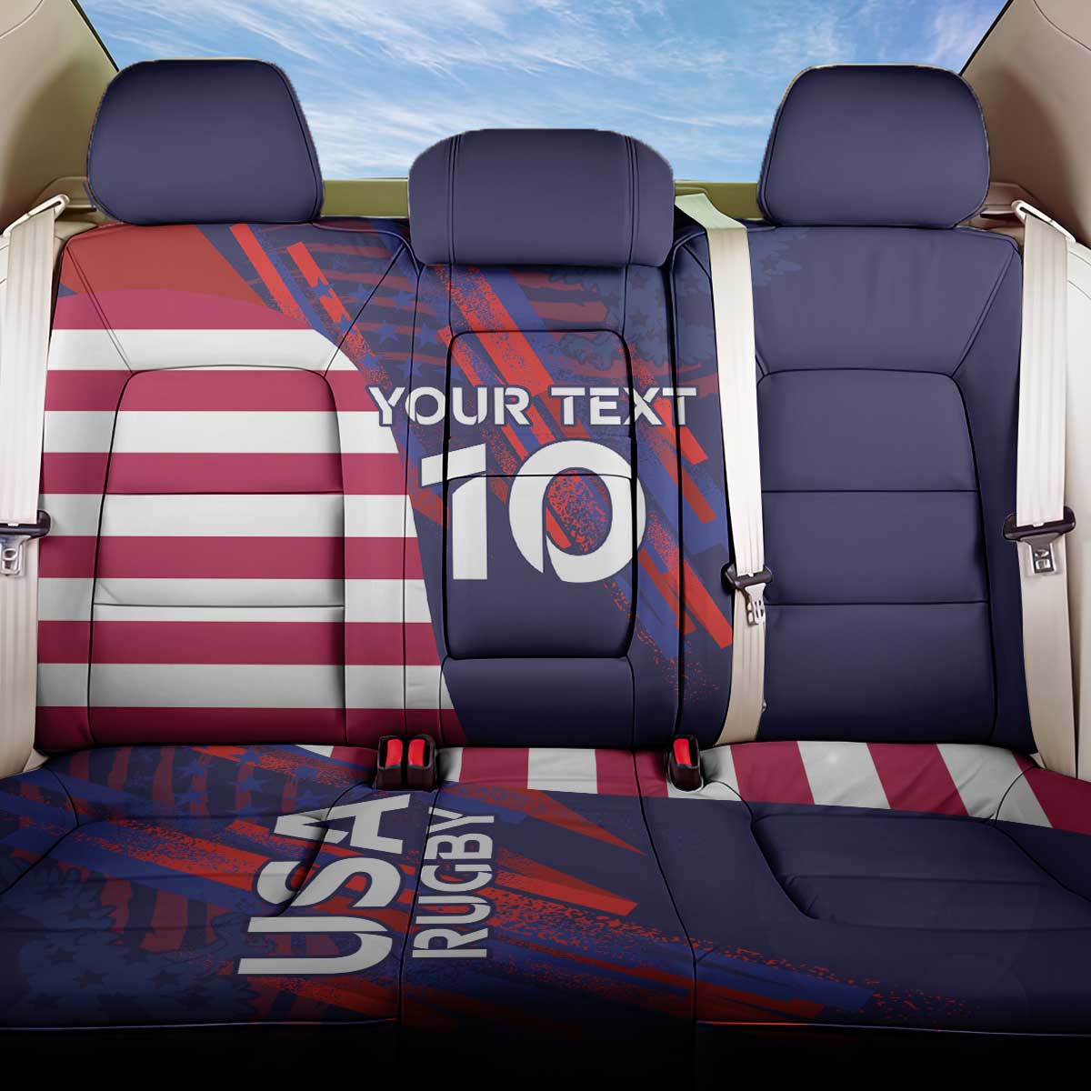 Custom United States Pacific Rugby 2024 Back Car Seat Cover The Eagle and USA Flag Style - Wonder Print Shop