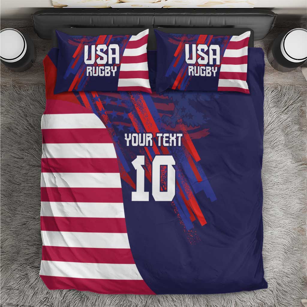 Custom United States Pacific Rugby 2024 Bedding Set The Eagle and USA Flag Style