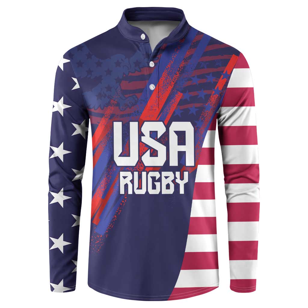 Custom United States Pacific Rugby 2024 Button Sweatshirt The Eagle and USA Flag Style