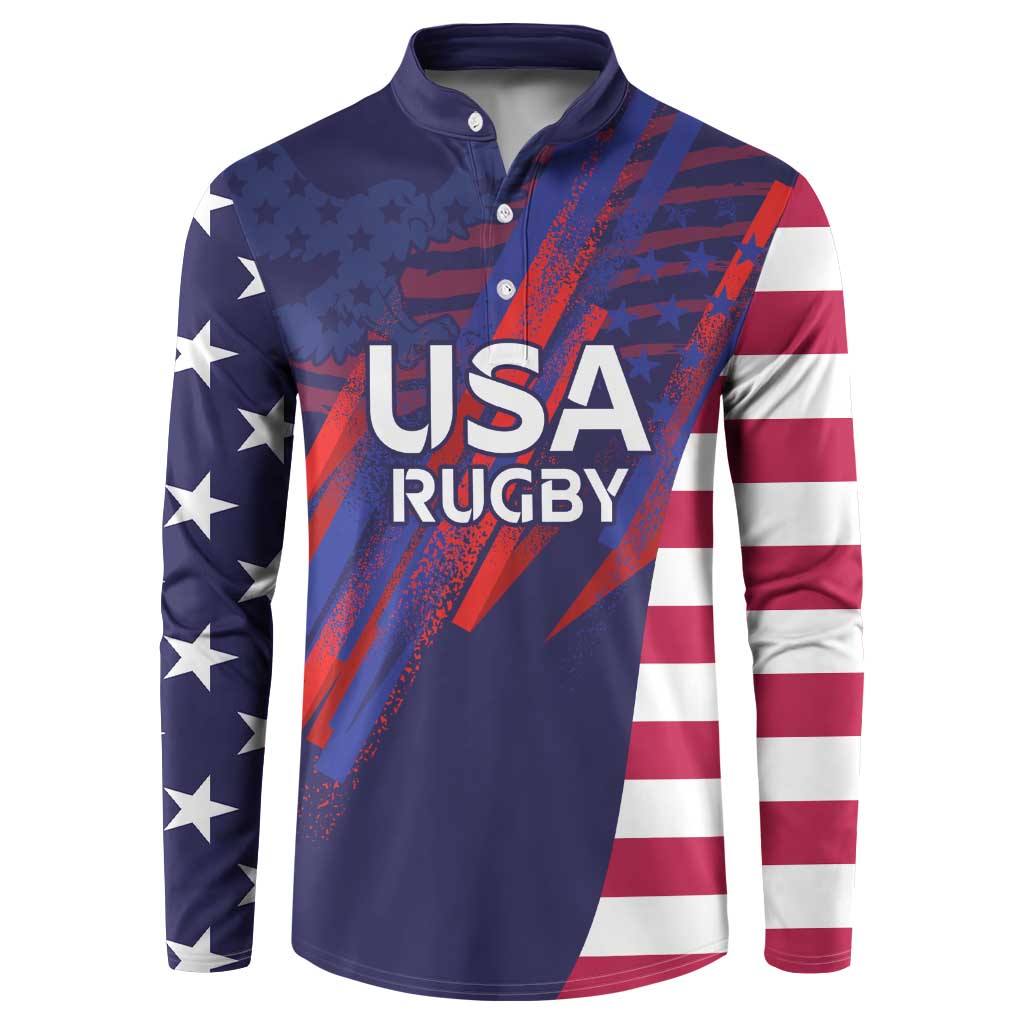 Custom United States Pacific Rugby 2024 Button Sweatshirt The Eagle and USA Flag Style - Wonder Print Shop