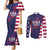 Custom United States Pacific Rugby 2024 Couples Matching Mermaid Dress and Long Sleeve Button Shirt The Eagle and USA Flag Style