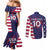 Custom United States Pacific Rugby 2024 Couples Matching Mermaid Dress and Long Sleeve Button Shirt The Eagle and USA Flag Style