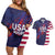 Custom United States Pacific Rugby 2024 Couples Matching Off Shoulder Short Dress and Hawaiian Shirt The Eagle and USA Flag Style - Wonder Print Shop