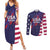 Custom United States Pacific Rugby 2024 Couples Matching Summer Maxi Dress and Long Sleeve Button Shirt The Eagle and USA Flag Style - Wonder Print Shop